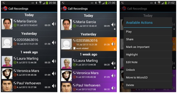 اپلیکیشن اندرویدی ضبط تماس های تلفنی  Galaxy Call Recorder